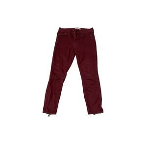 Loft burgundy denim leggings with zip up back size 27/4